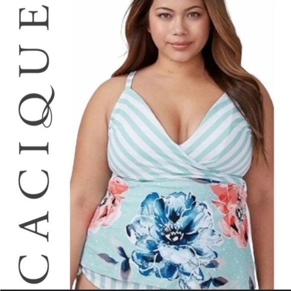 CACIQUE FLORAL BATHING SUIT TOP - Picture 1 of 4